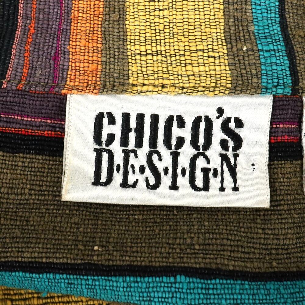 Chicos Design Jacket 1 Womens 8 Medium Silk Stripe Gold Green Shacket Vintage - Picture 3 of 14